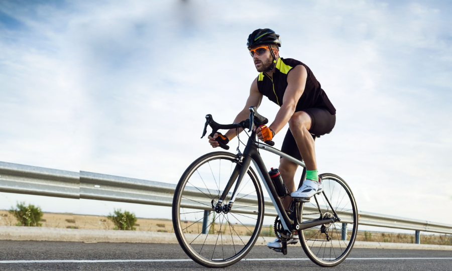 Cyclist training on the road